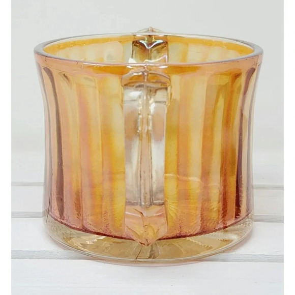 Vintage Amber Carnival Glass Sugar Bowl - Picture 2 of 7